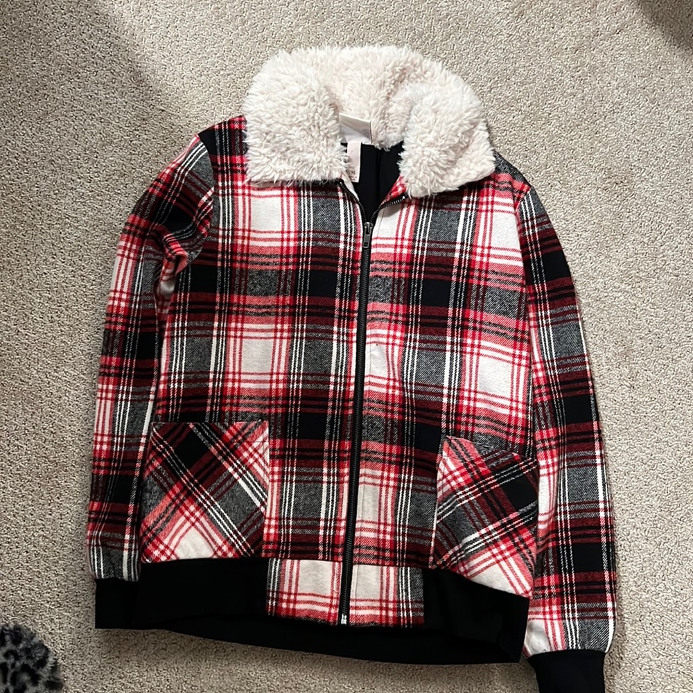 Medium (WORN ONCE), soft plaid jacket